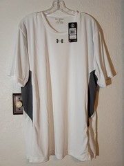 Under Armour Zone Heat Gear Dry Fit Tee White W/Gray 2X