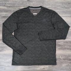 Adidas Mens Athletic Team Issue TechFit Long Sleeve V Neck Shirts Large Green