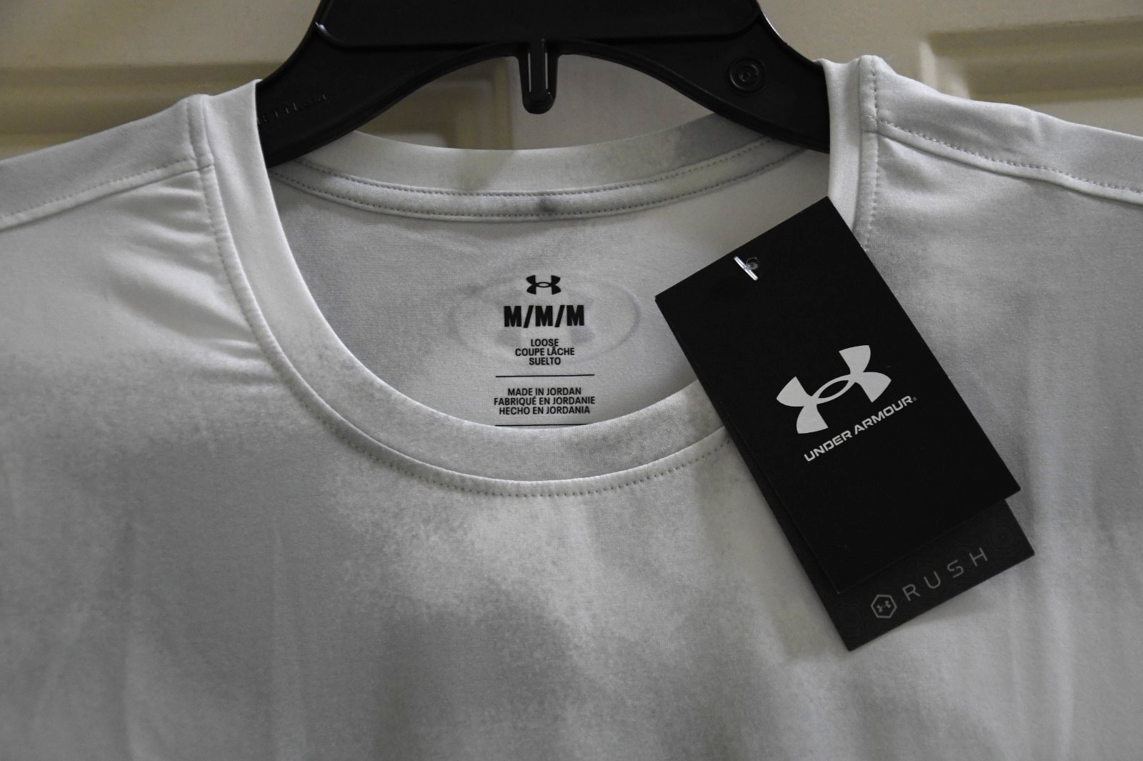 NWT Under Armour RUSH Vanish Energy Print Mens Medium White Gray T-shirt 1383974 gallery