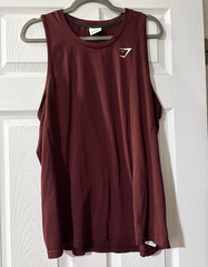 Gymshark Men’s L Burgundy Tank Crew Neck Logo Lightweight Mesh Pullover