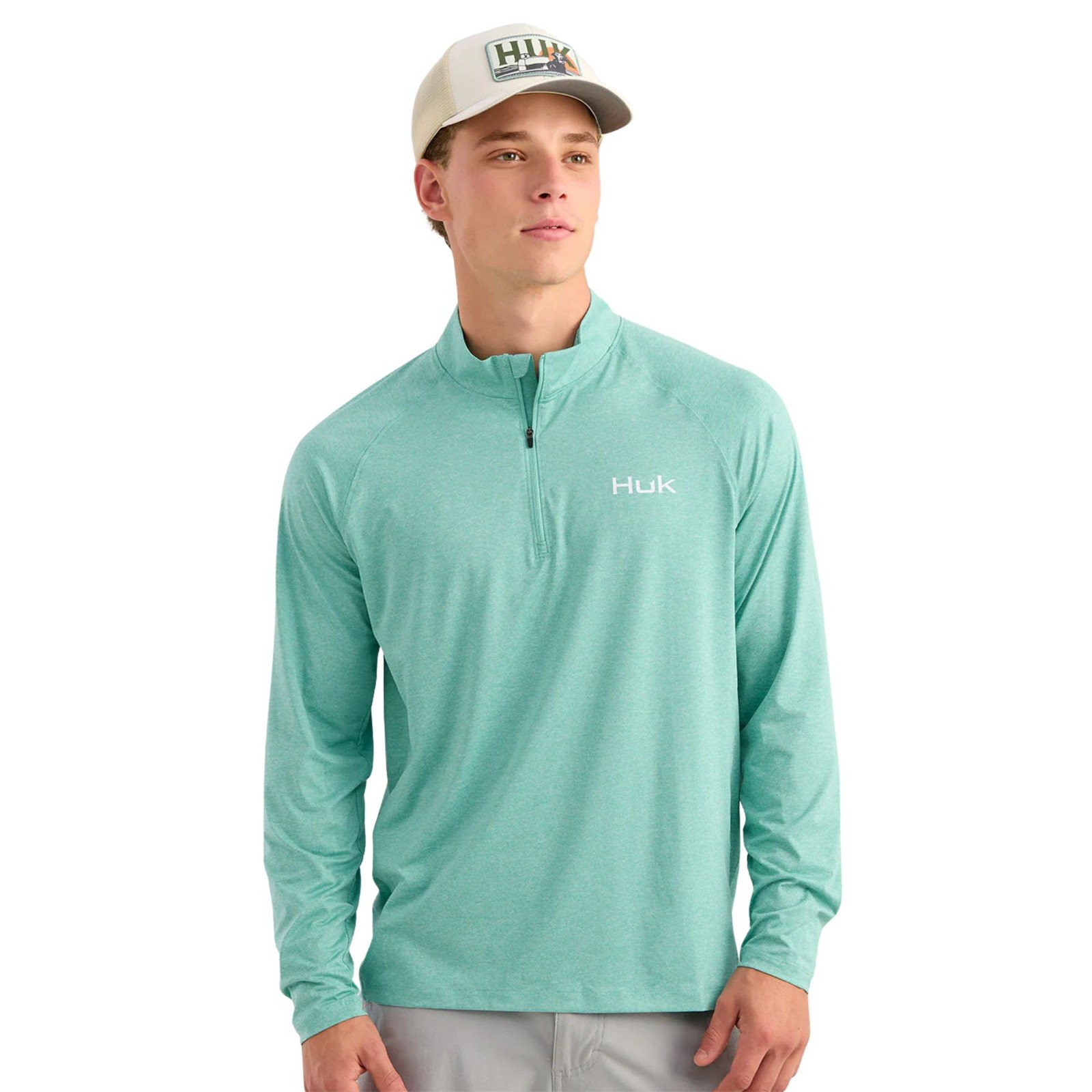 Huk Airweight Heather 1/4 Zip Men's Tech Shirt, Marine Blue Heather, XXX-Large gallery