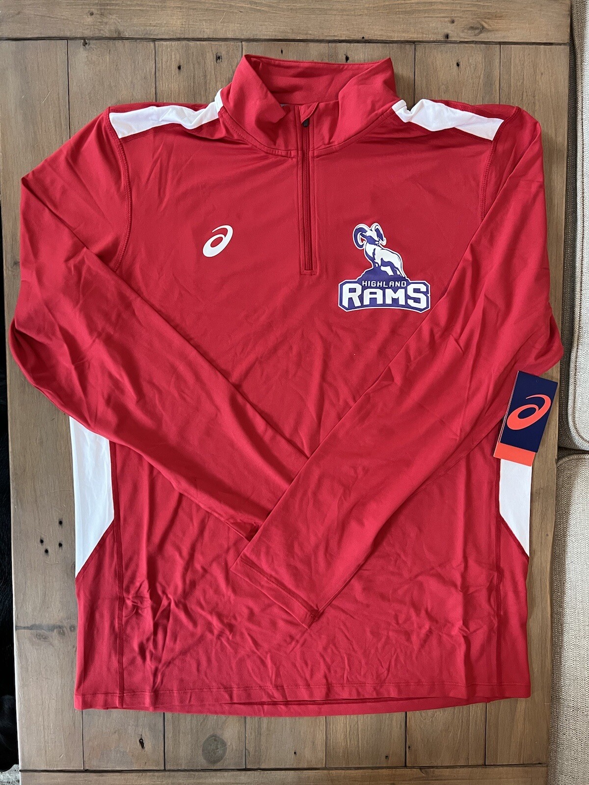 Asics Highland Rams 1/4 Zip Training Performance Top Men's Large Red A031A753 gallery