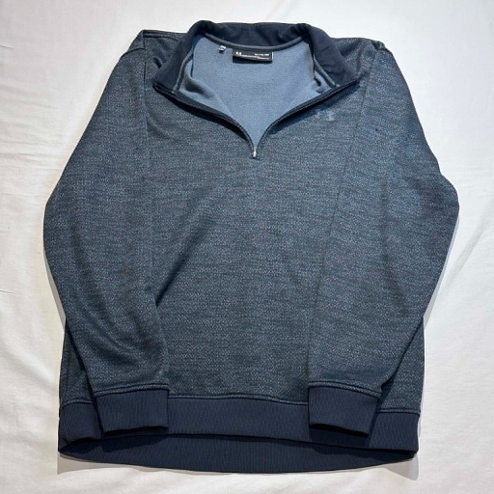 Under Armour Pullover Mens Medium Blue ColdGear Quarter Zip Fleece Sweatshirt