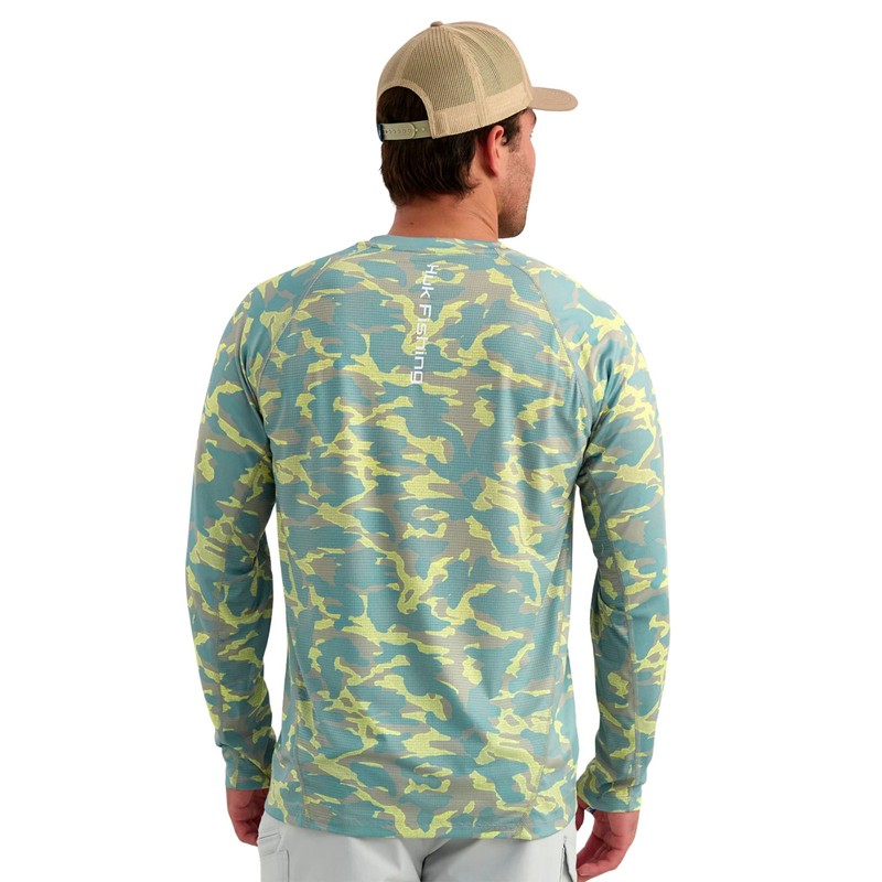 Huk Icon Printed Crew Men's Tech Shirt, Seagrass, X-Large gallery