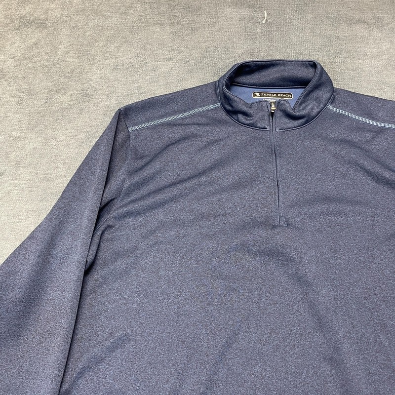 Pebble Beach Top Mens Large Blue Performance Golf Mock Neck Quarter Zip Athletic gallery