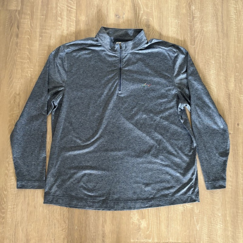 Greg Norman Tech Active Quarter Zip Pullover Blue Mens XL Shark Logo Long Sleeve gallery