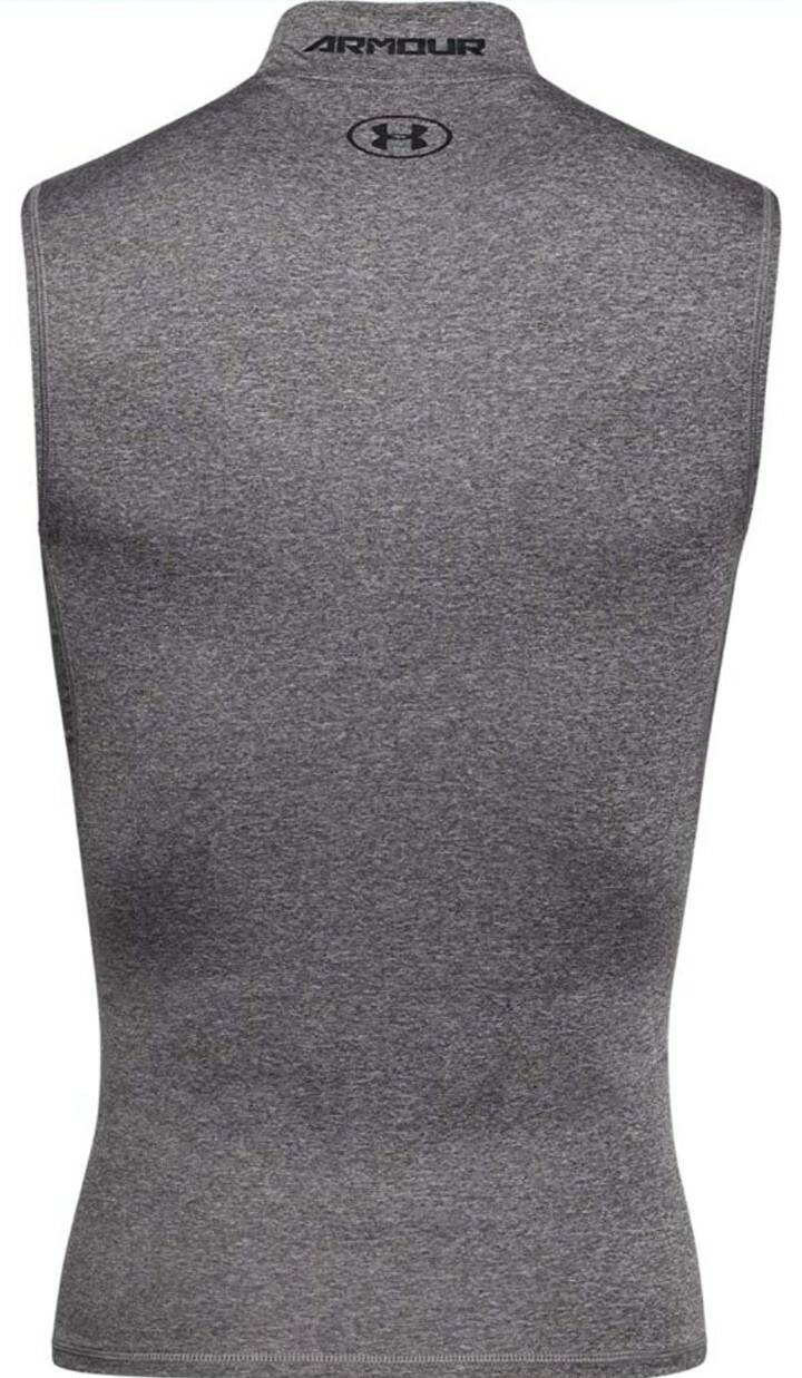 Under Armour Men's HeatGear Compression Sleeveless Mock, Carbon Heather, Small gallery