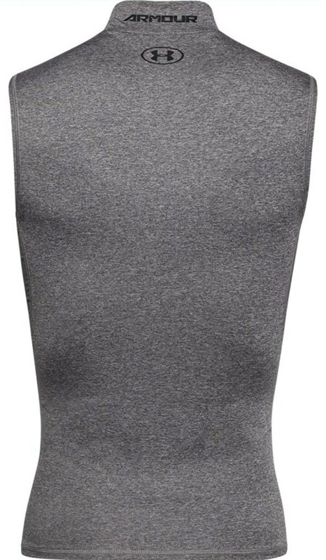 Under Armour Men's HeatGear Compression Sleeveless Mock, Carbon Heather, Small gallery