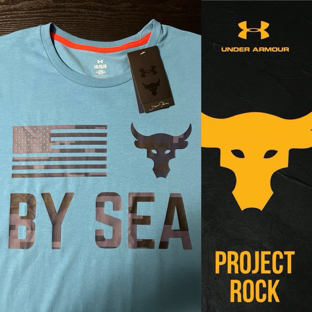 Under Armour Project Rock Veterans By Sea Men Long Sleeve Blue Flag,Choose size.