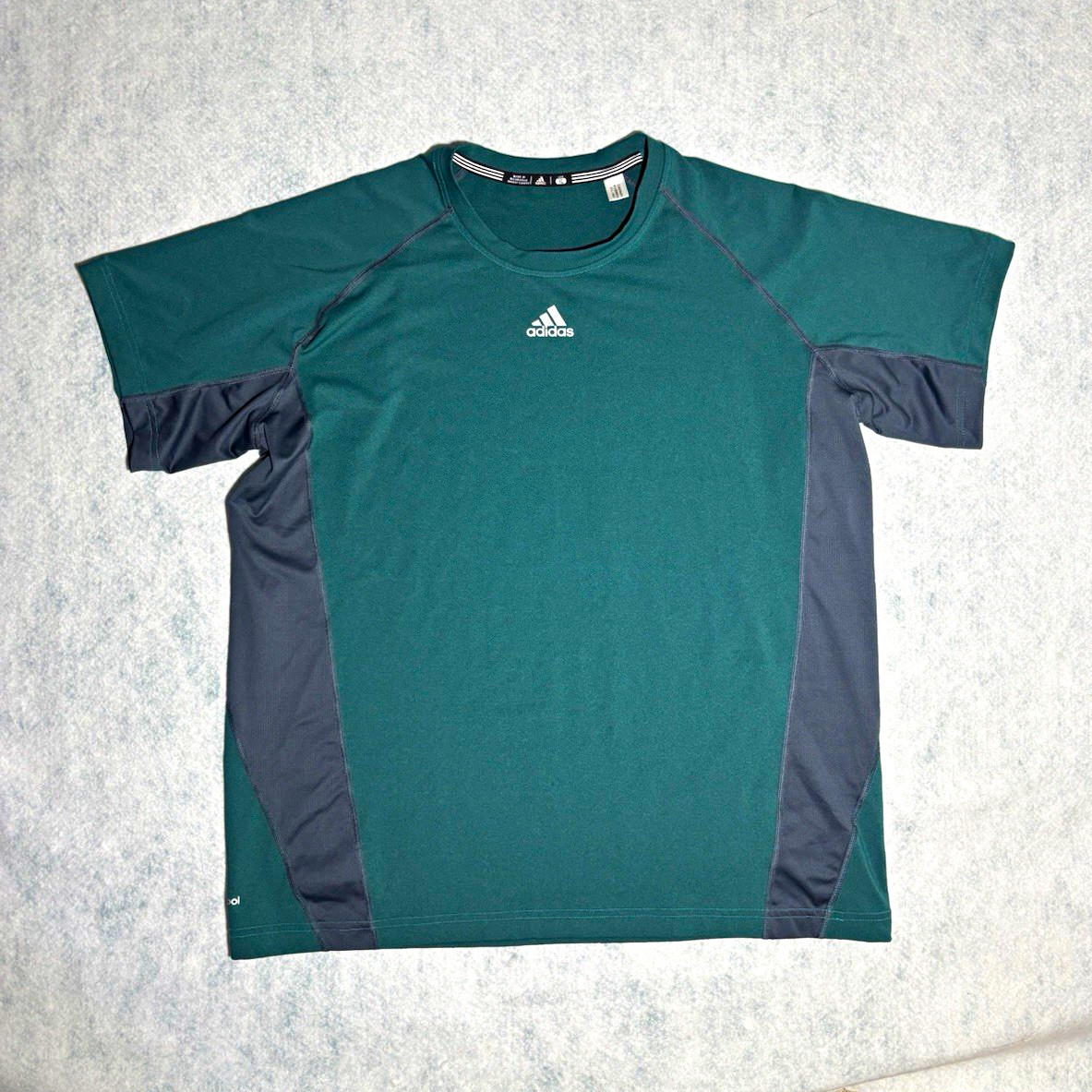 adidas ClimaCool Men's XL Green/Gray Colorblock Polyester Crew Neck T-Shirt gallery