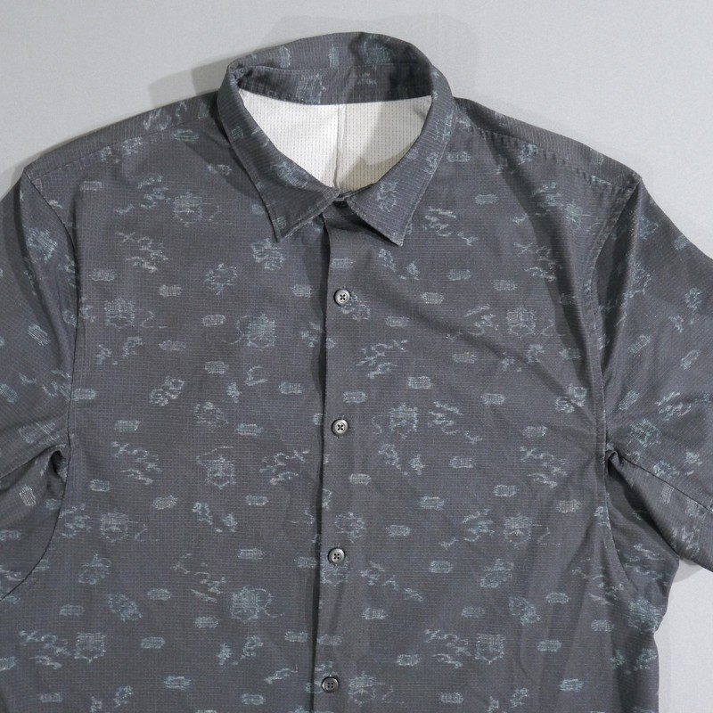 Lululemon Button Up Shirt Medium Adult Black Green Airing Easy Short Sleeve Mens gallery