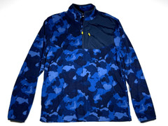 Starter 1/4 Zip Fleece Pullover Men Medium Blue Camo Mock Neck Chest Pocket