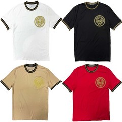 Mens Tee Shirt Designer Embroidery Lion Greek Italy Style Fit Stretch Casual