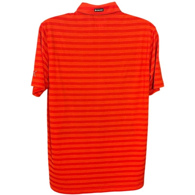 Puma Red Striped 3 Button Front Golf Polo Performance Wear Size L gallery