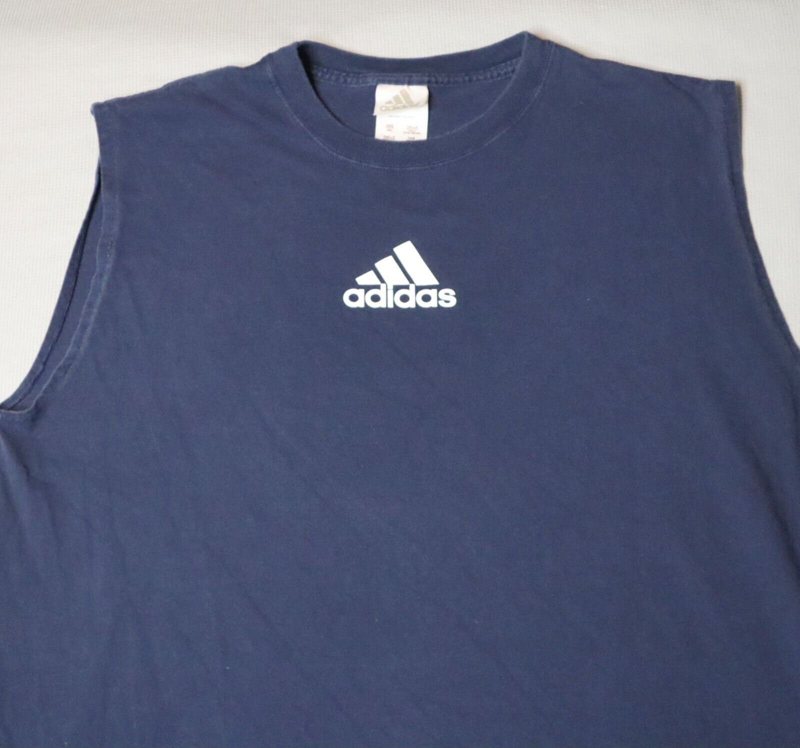 VTG Adidas Sleeveless Shirt XXXL Classic Logo Center 3 Stripes USA Made Y2K 90s gallery