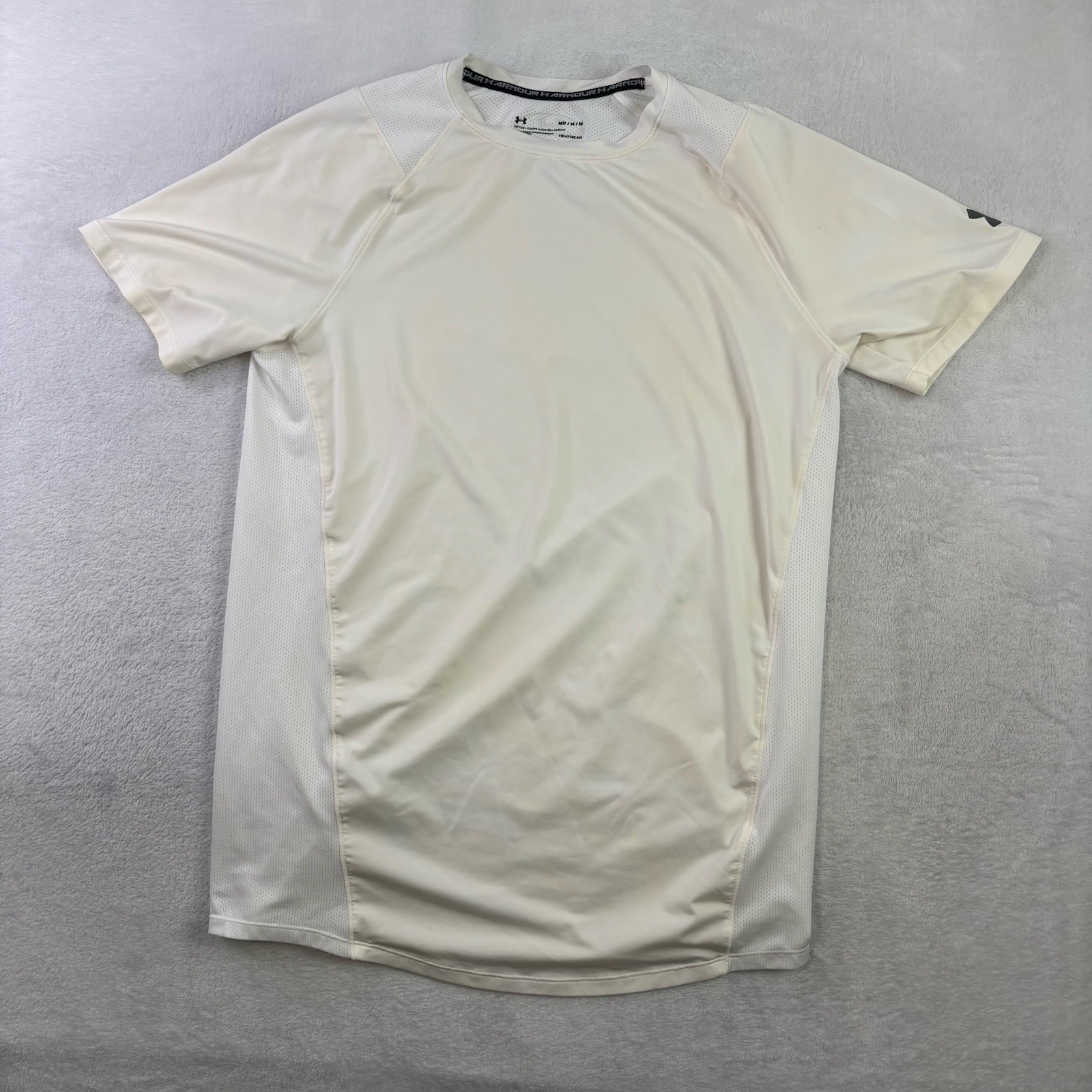 Under Armour HeatGear White Fitted Short Sleeve Activewear Athletic Shirt Mens M gallery