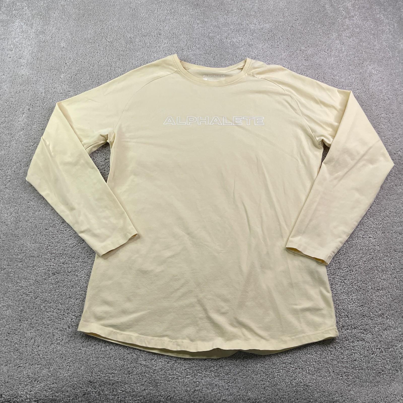 Alphalete Shirt Mens Large Yellow Performance Fit Long Sleeve Gym Workout gallery