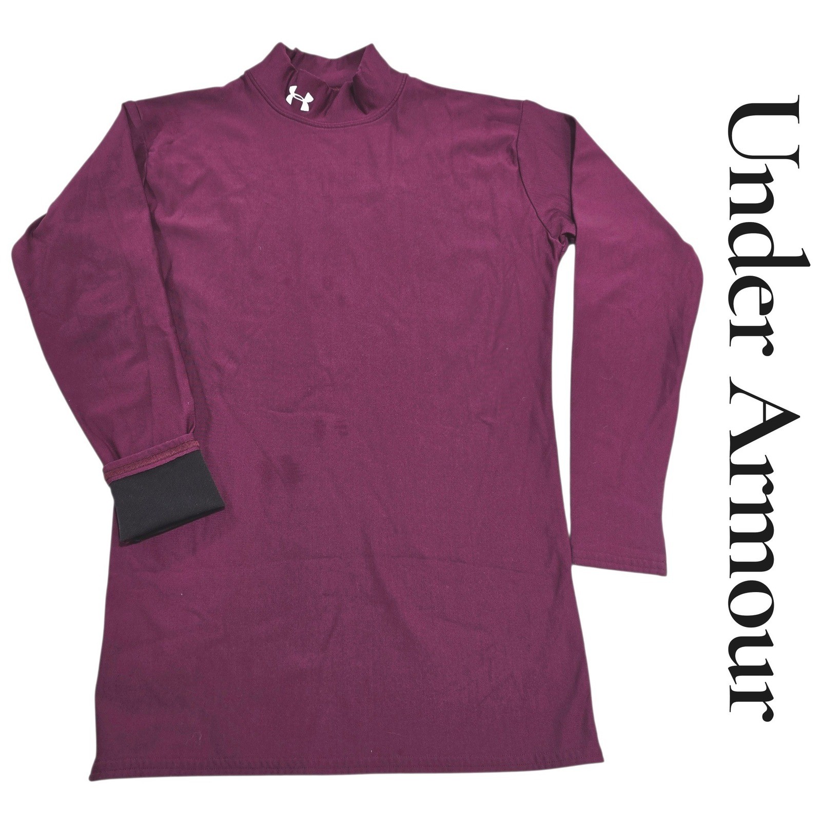 Under Armour ColdGear Mock Neck Men LG Maroon Nylon Blend Compression Base Layer gallery