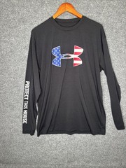 4th of July Shirt Mens Under Armour HeatGear USA Flag Long Sleeve Size M