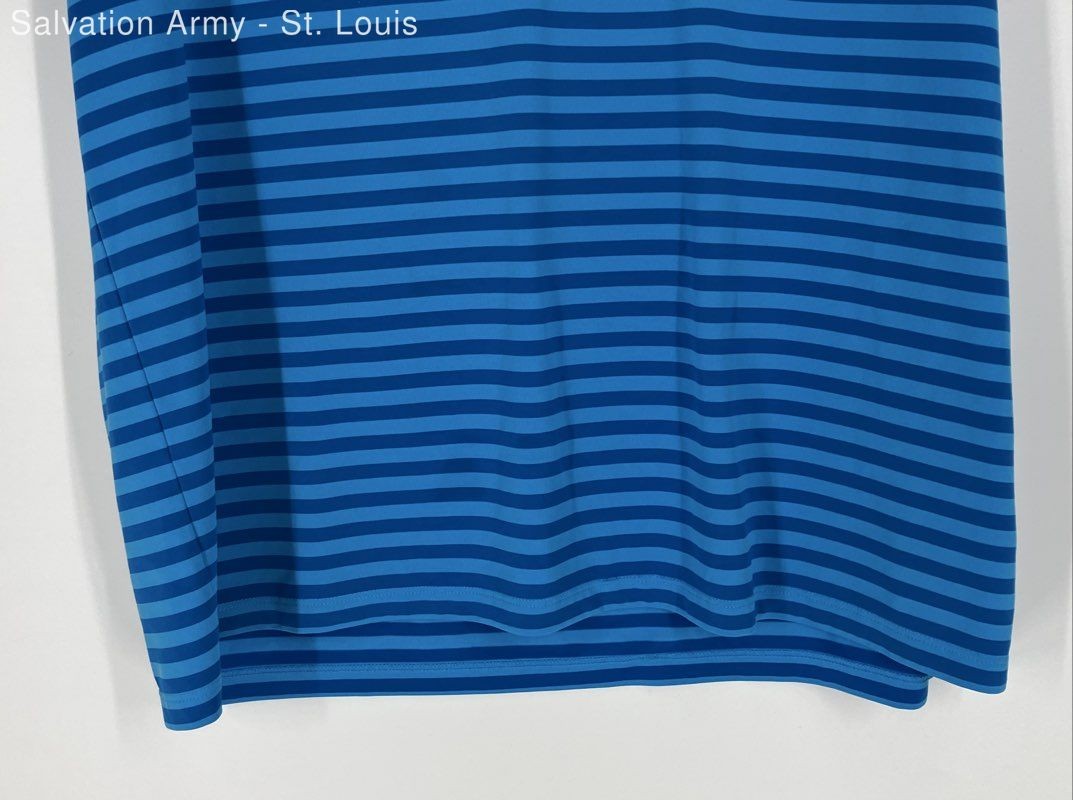 Nike Golf Mens Dri-Fit Blue Striped Short Sleeve Collared Polo Shirt Size Large gallery