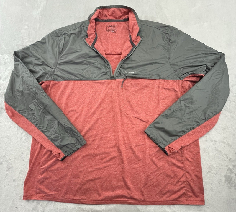 Simms SolarFlex Wind Half Zip Shirt Men 2XL Orange Vented UPF Stretch Outdoors gallery