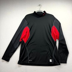 Nike Pro Combat Dri-Fit Compression Shirt Mens XL Black Red Fitted Long Sleeve
