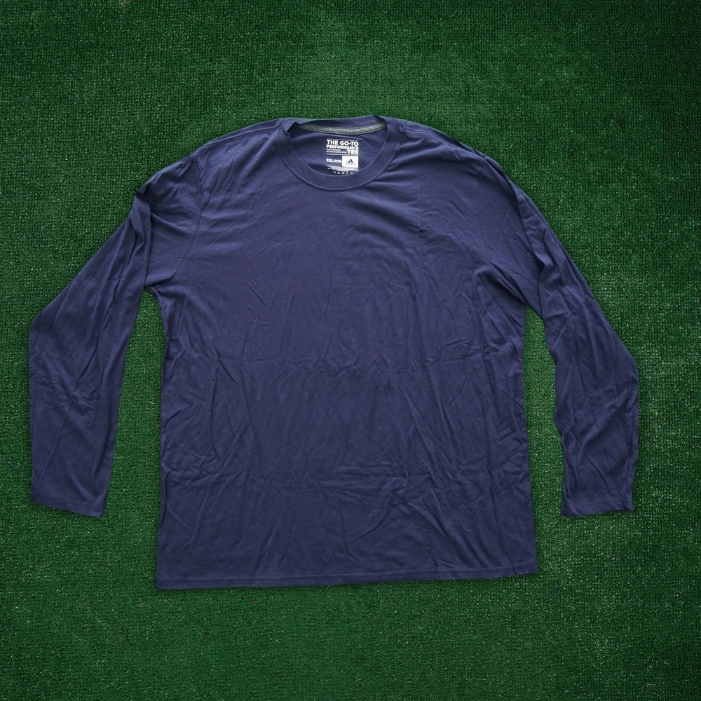 Adidas Men's Long Sleeve Climalite (Navy Blue) Go-To Long Sleeve T-Shirt