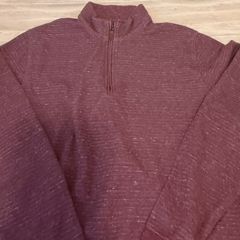 johnnie-O Men’s L Quarter Zip Pullover Burgundy Gray Stripe Golf gallery