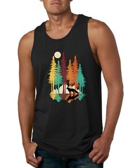 Trippy California Redwoods Forest Fox Silhouette Men Tank Top