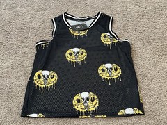 RF Brand Men’s Black Mesh Skull / Melting Smiley Face Tank Size Medium NWT