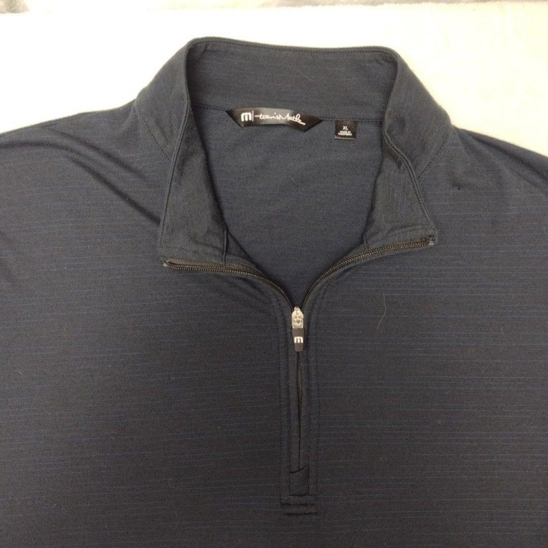 Travis Mathew Pullover Men XL Blue Golf 1/4 Zip Collared Stretch Jersey Pullover gallery
