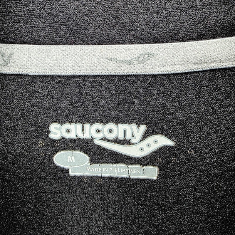 Saucony Pullover Shirt Mens Medium Black Long Sleeve Mock Neck Zip Running gallery