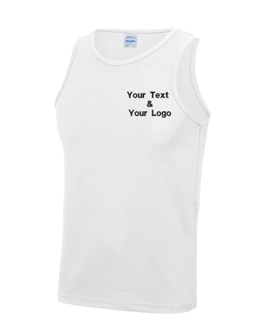 Embroidered AWDis Personalised Cool Vest Text Logo Workwear Casual Gym Tank Top gallery