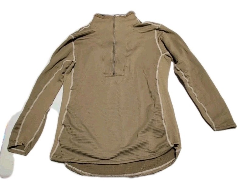 Polartec Mens Medium Lightweight Waffle 1/4 Zip Long Sleeve Thermal Coyote Brown gallery