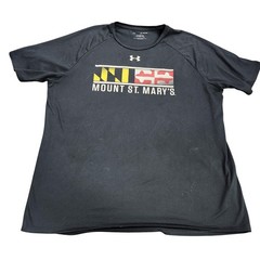 Under Armour Shirt Mens 2XL Black Mount St Mary’s Tech Tee Maryland College