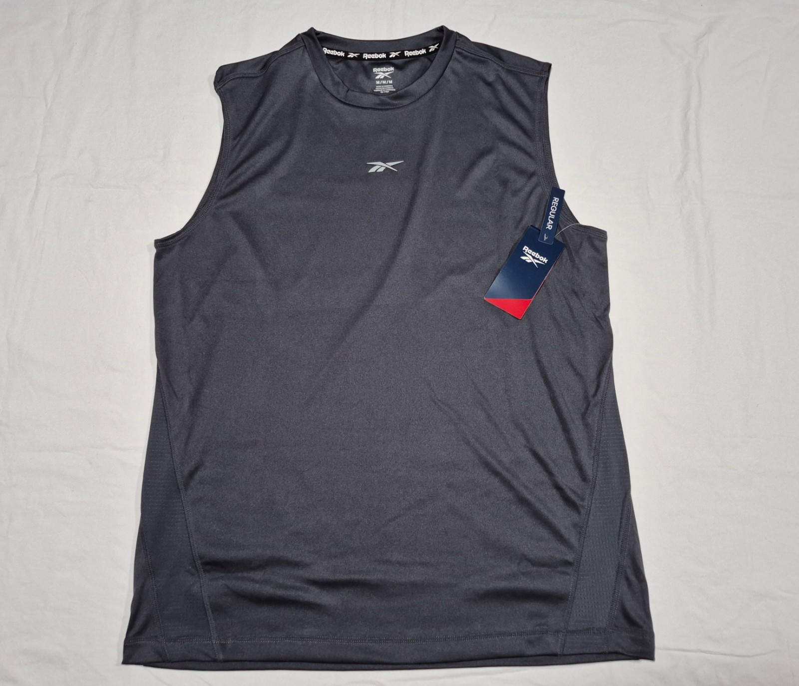Reebok Mens Training Compete Marathon Interlock tank top shirt Gray Ebony gallery