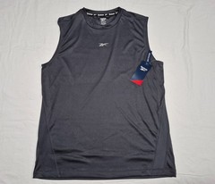 Reebok Mens Training Compete Marathon Interlock tank top shirt Gray Ebony