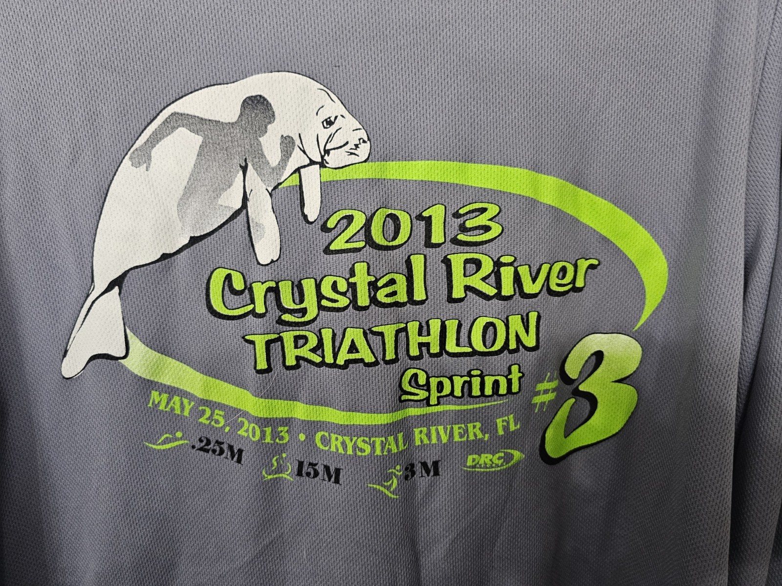 Men's Large Manatee Print "Crystal River Triathlon Series" LS Athletic Top gallery