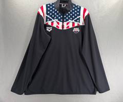 Arena Team USA Olympic Swimming OG Half Zip Shirt Flag Long Sleeve Mens XL Black