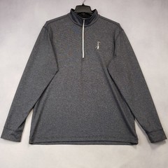 Straight Down 1/4 Zip Pullover Mens XL Gray Heather Stripe Stretch Performance