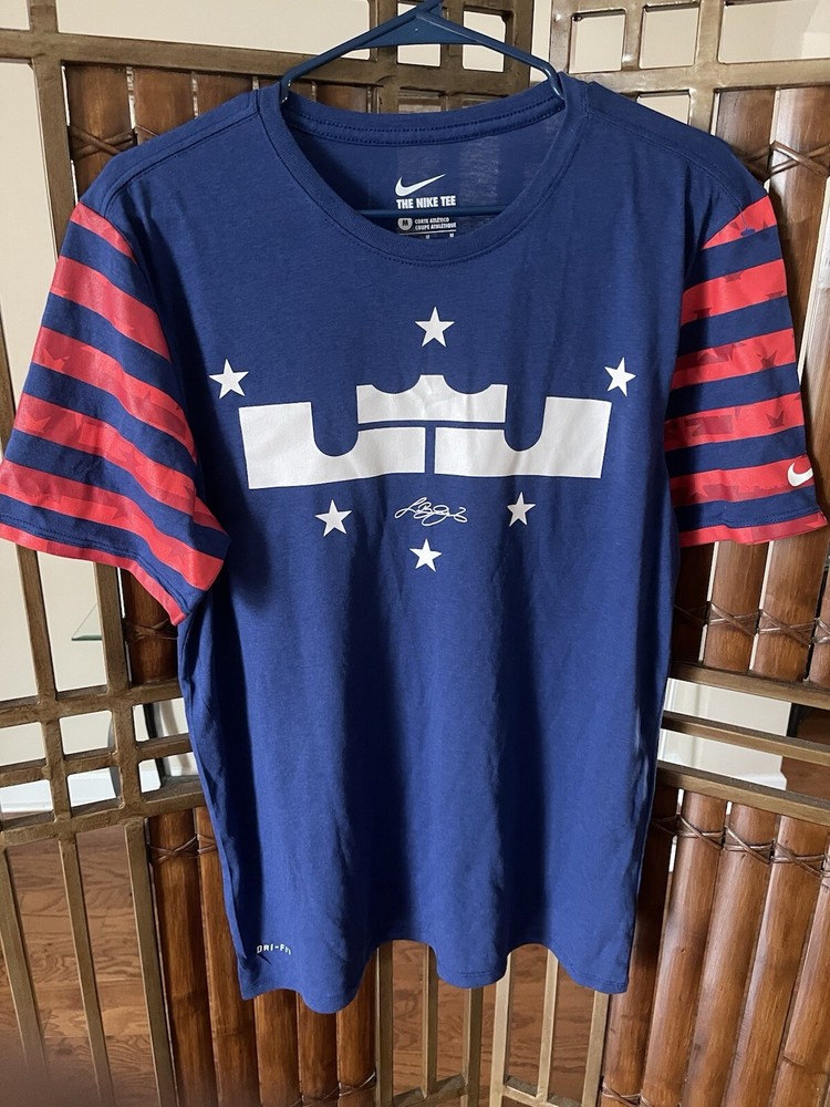 Lebron James The Nike Tee DriFit Blue/White/Red T Shirt Mens Sz. Medium