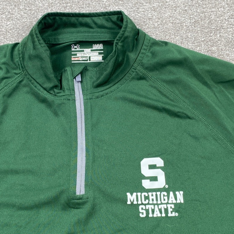 Under Armour Michigan State Spartans Green Pullover Long Sleeve Shirt Mens LG gallery