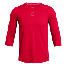 Under Armour Baseball Shirt Mens Large HeatGear Iso Chill Cooling 3/4 Sleeve Red