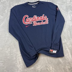 Nike St Louis Cardinals Baseball Long Sleeve Shirt Navy MLB Medium
