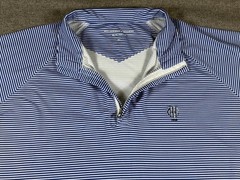 Holderness & Bourne Hyatt 1/4 Zip Pullover XL Cobalt/White Stripe golf DryLuxe