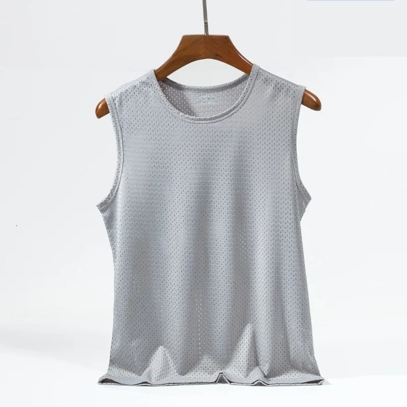 Men’s Ice Silk Mesh Tank Top – Breathable Gym Stringer Vest gallery