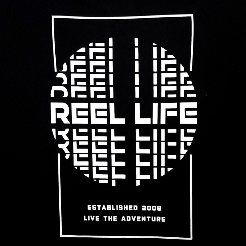 Reel Life Long Sleeve Performance Fishing Shirt Mens Large Black White Graphic gallery
