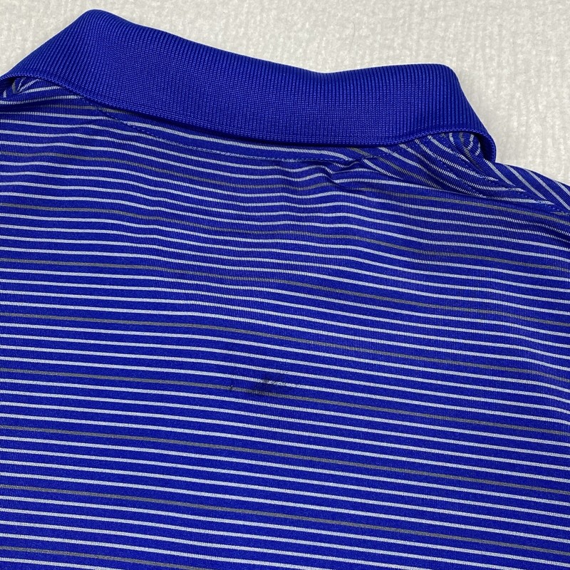 Under Armour Polo Shirt HeatGear Mens XL Blue Striped Short Sleeve Golf gallery