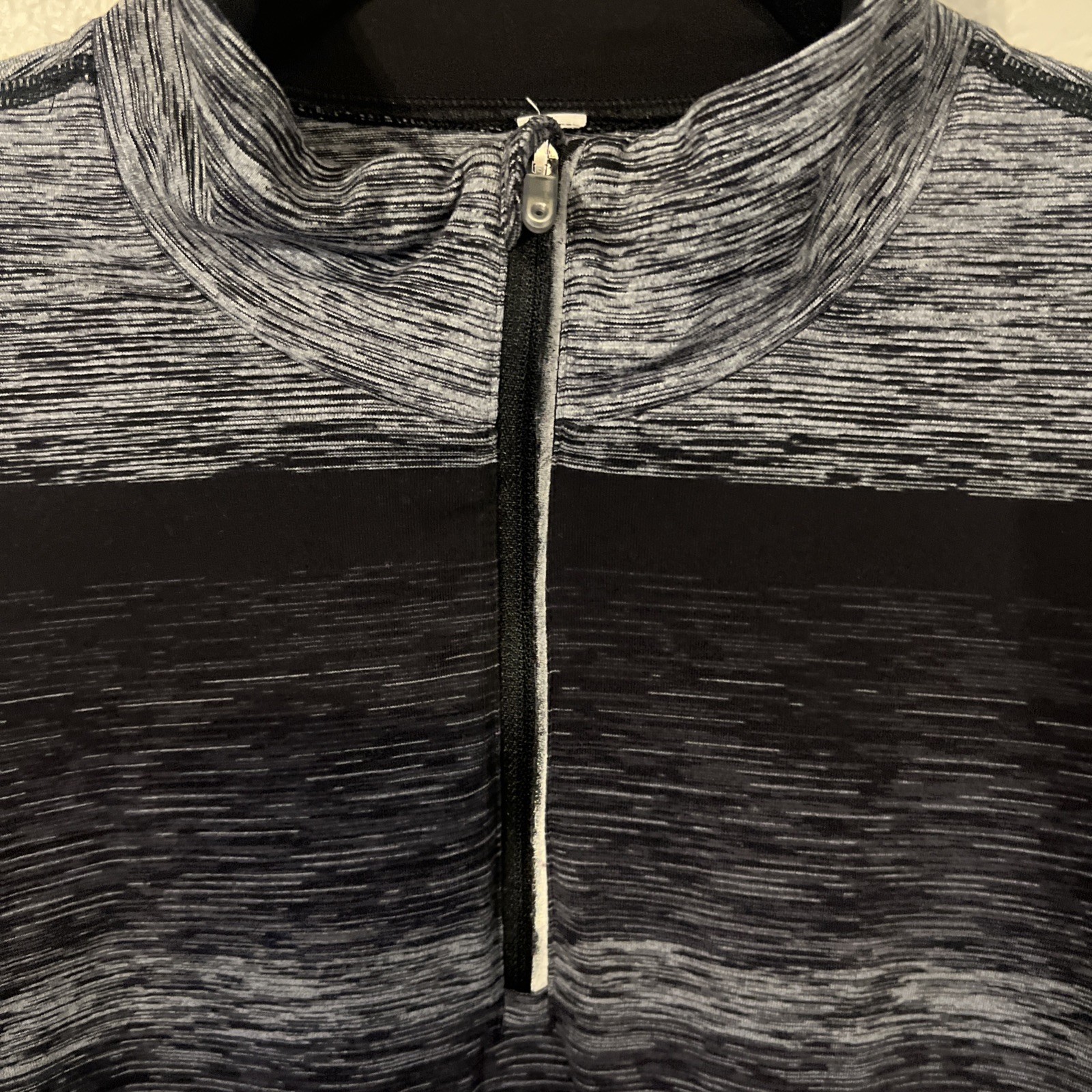 Lululemon Speed 1/2 Zip Universal Stripe Black Soot / Light White / Soot Size M gallery