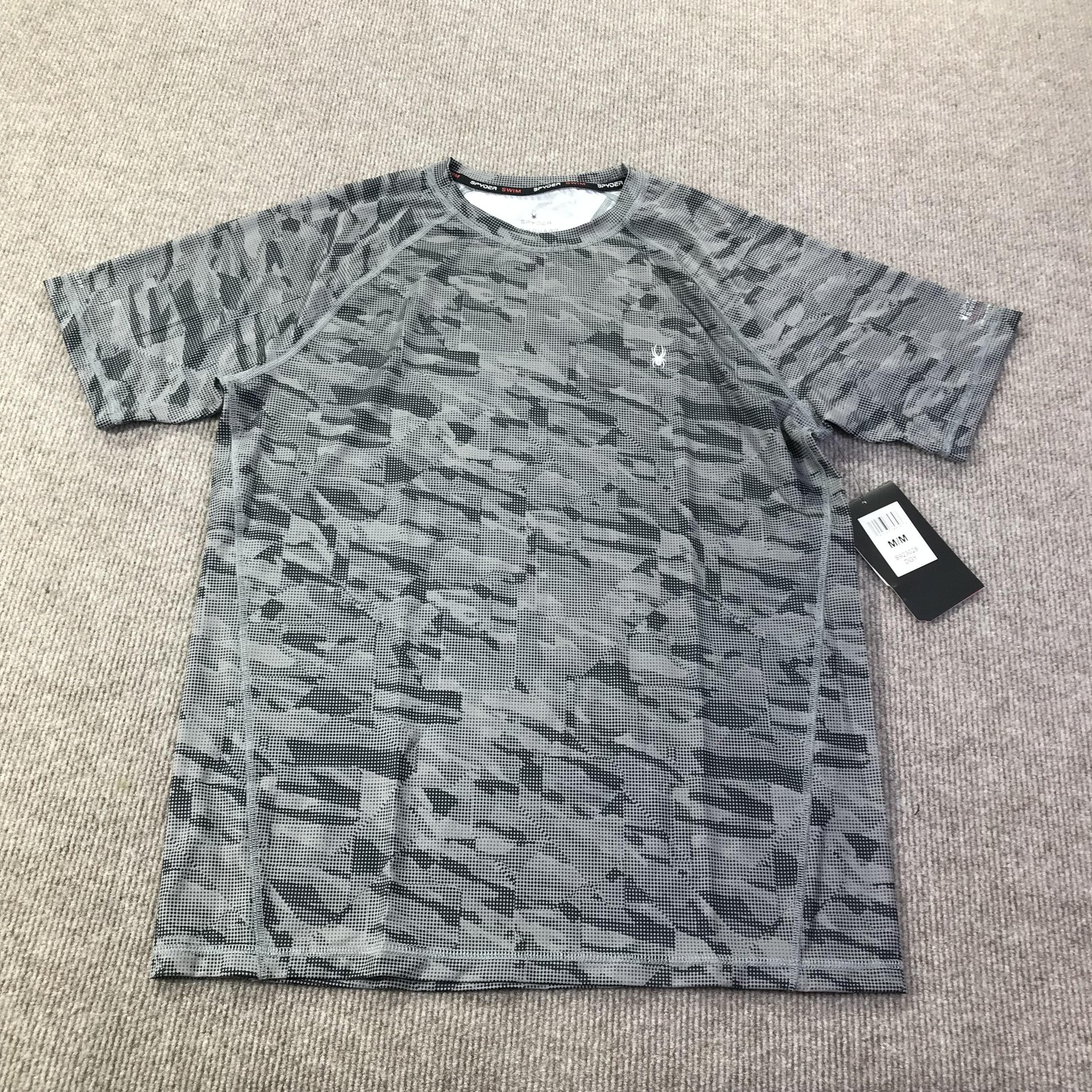 Spyder Rash Guard Shirt Mens Medium Gray Camo UPF 30 Swim Surf Quick Dry Top gallery